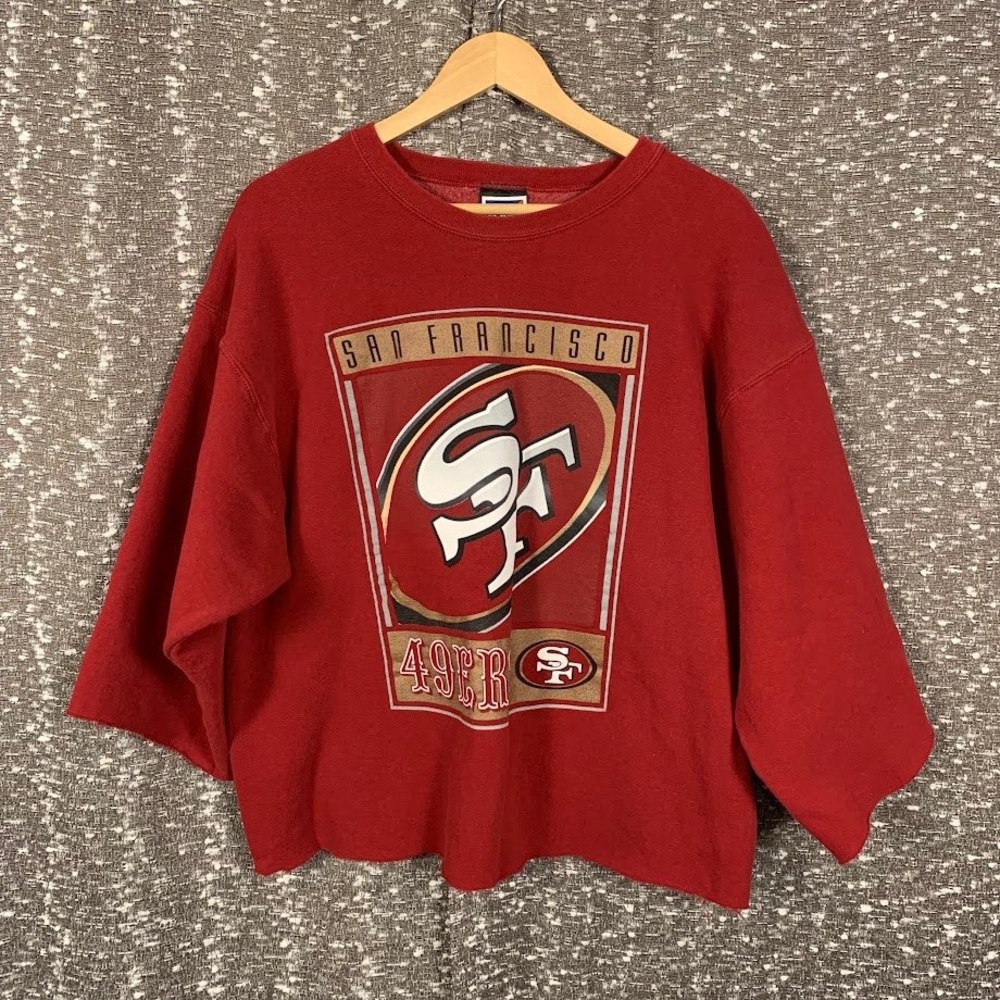 Vintage Pro Player San Francisco‎ 49ers Cropped Red Sweatshirt Pullover NFL XL